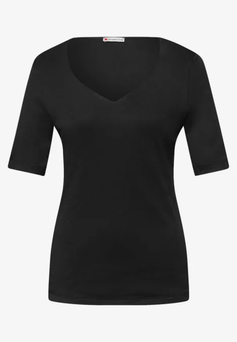 Shirt met hartvormige halslijn in een pak van 2 off white/black