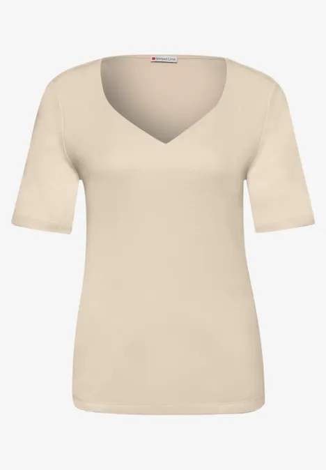 Shirt met hartvormige halslijn in een pak van 2 cotton beige/espresso brown Shirt met hartvormige halslijn in een pak van 2 cotton beige/espresso brown