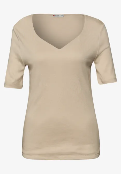 Shirt met hartvormige halslijn in een pak van 2 off white/cotton beige