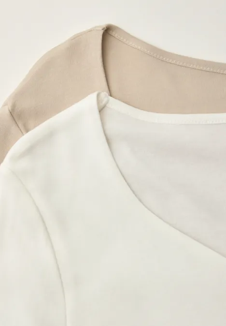 Shirt met hartvormige halslijn in een pak van 2 off white/cotton beige