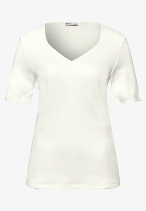 Shirt met hartvormige halslijn in een pak van 2 off white/shadowed navy Shirt met hartvormige halslijn in een pak van 2 off white/shadowed navy