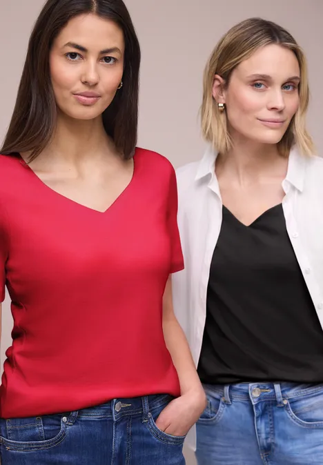 T-shirts avec encolure en cœur en pack de 2 black/salsa red T-shirts avec encolure en cœur en pack de 2 black/salsa red