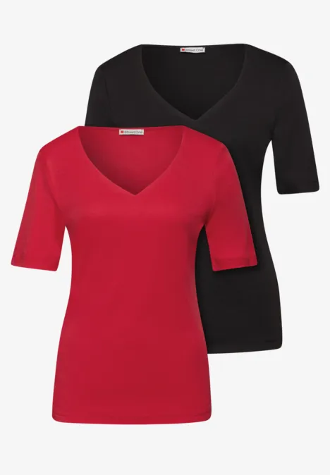 T-shirts avec encolure en cœur en pack de 2 black/salsa red T-shirts avec encolure en cœur en pack de 2 black/salsa red