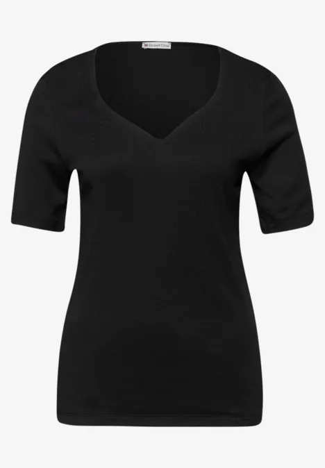 Shirt met hartvormige halslijn in een pak van 2 black/dark clouded blush Shirt met hartvormige halslijn in een pak van 2 black/dark clouded blush