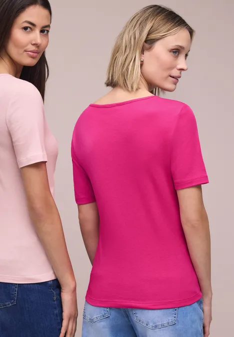 Shirt met hartvormige halslijn in een pak van 2 magenta dream/minimal rose