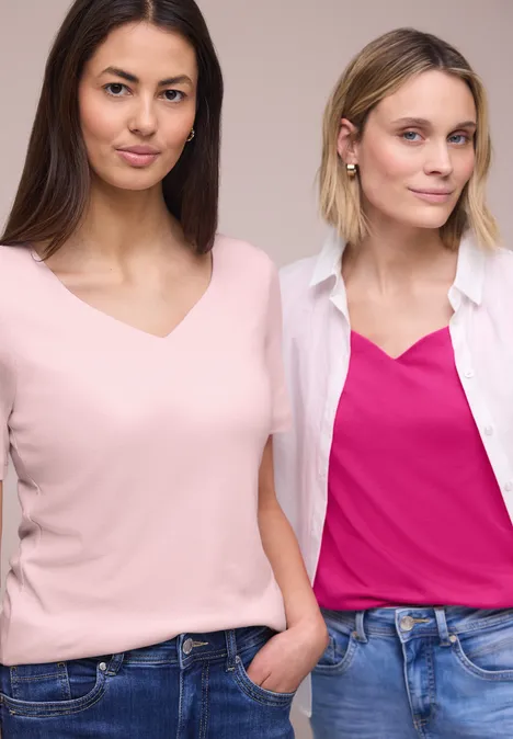 Shirt met hartvormige halslijn in een pak van 2 magenta dream/minimal rose