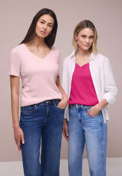 Shirt met hartvormige halslijn in een pak van 2 magenta dream/minimal rose