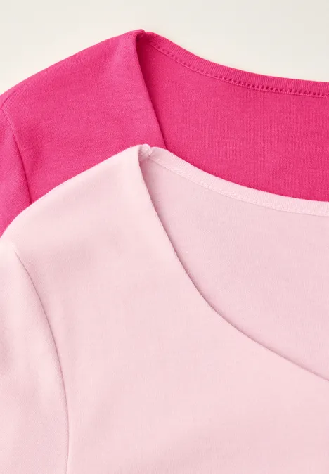 Shirt met hartvormige halslijn in een pak van 2 magenta dream/minimal rose