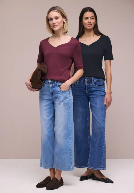 Shirt met hartvormige halslijn in een pak van 2 shadowed navy/truffle red Shirt met hartvormige halslijn in een pak van 2 shadowed navy/truffle red