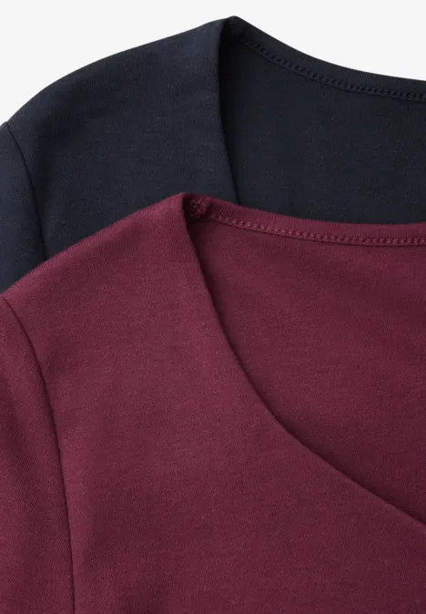 Shirt met hartvormige halslijn in een pak van 2 shadowed navy/truffle red Shirt met hartvormige halslijn in een pak van 2 shadowed navy/truffle red