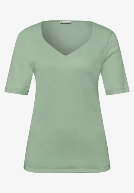 Shirt met hartvormige halslijn in een pak van 2 mint leaf/deep bound green