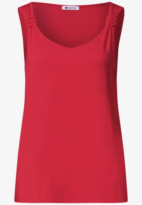 Top mit V-Neck und Knotendetail salsa red Ärmelloses Damen-Top in kräftigem Rot mit dekorativen Knoten an den Trägern