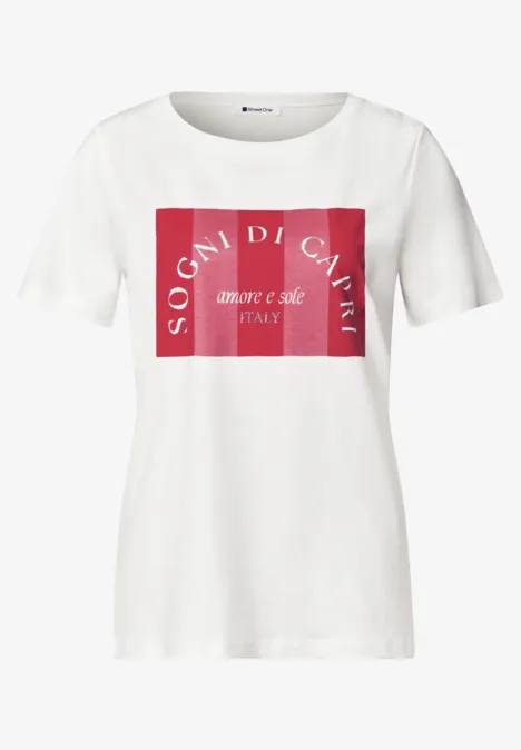 T-Shirt mit Rundhals und Print off white Weißes T-Shirt mit rotem Aufdruck 'SOGNI DI CAFFE amore e caffè ITALY'.