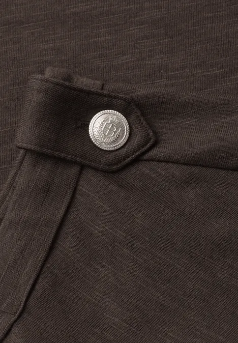 Koszulka z okrągłym dekoltem i guzikami espresso brown Koszulka z okrągłym dekoltem i guzikami espresso brown