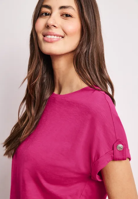 T-Shirt mit Rundhals und Knopfdetails magenta dream T-Shirt mit Rundhals und Knopfdetails magenta dream