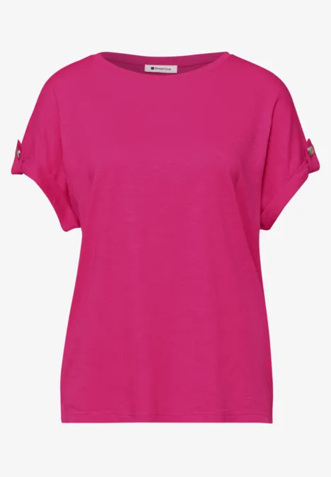 T-Shirt mit Rundhals und Knopfdetails magenta dream T-Shirt mit Rundhals und Knopfdetails magenta dream