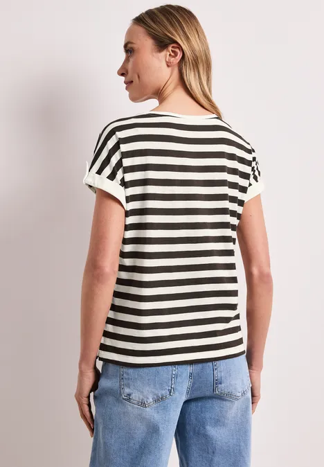 T-Shirt mit Rundhals und Knopfdetail espresso brown T-Shirt mit Rundhals und Knopfdetail espresso brown