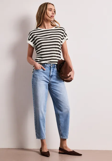 T-Shirt mit Rundhals und Knopfdetail espresso brown T-Shirt mit Rundhals und Knopfdetail espresso brown