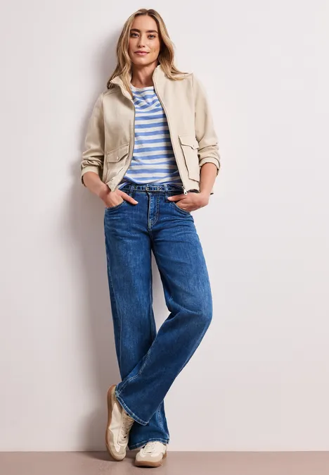 T-Shirt mit Rundhals und Knopfdetail drift blue T-Shirt mit Rundhals und Knopfdetail drift blue