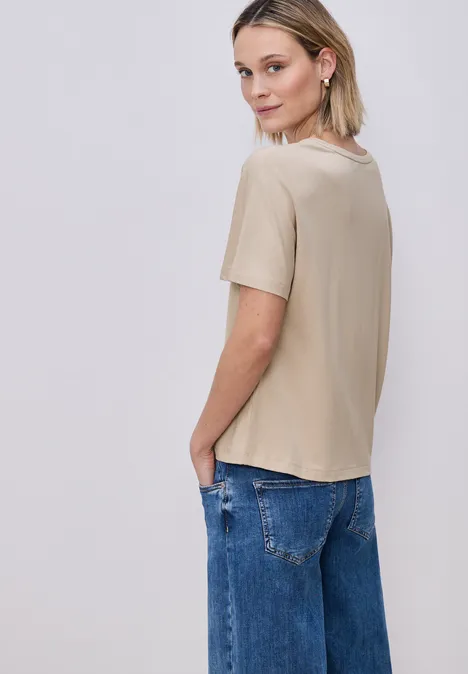 T-shirt de base avec dropped shoulders cotton beige T-shirt de base avec dropped shoulders cotton beige