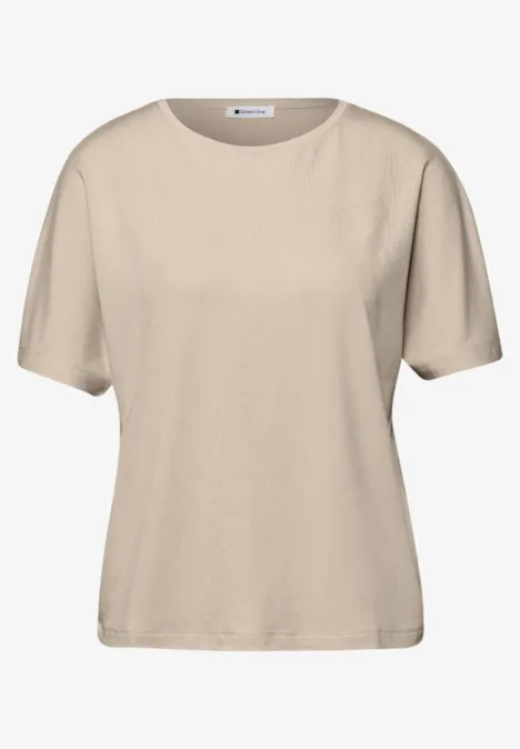 T-shirt de base avec dropped shoulders cotton beige T-shirt de base avec dropped shoulders cotton beige