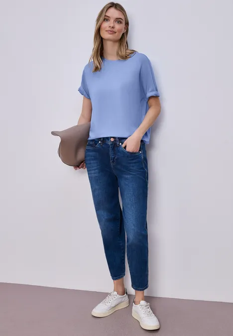 Basic Shirt met schouders drift blue Basic Shirt met schouders drift blue