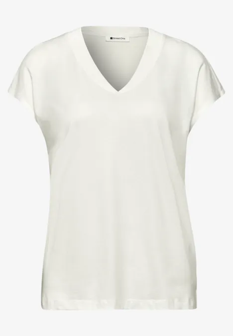 Chemise à épaules tombantes et col en V off white Chemise à épaules tombantes et col en V off white