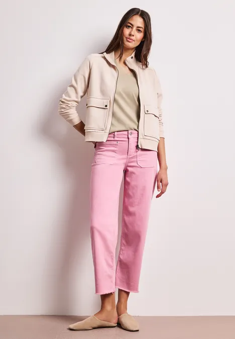 Dropped Shoulder Shirt mit V-Neck cotton beige