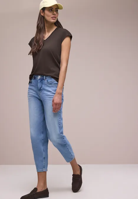 Dropped Shoulder Shirt mit V-Neck espresso brown Dropped Shoulder Shirt mit V-Neck espresso brown