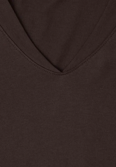 Dropped Shoulder Shirt mit V-Neck espresso brown Dropped Shoulder Shirt mit V-Neck espresso brown