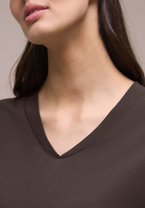 Dropped Shoulder Shirt mit V-Neck espresso brown Dropped Shoulder Shirt mit V-Neck espresso brown