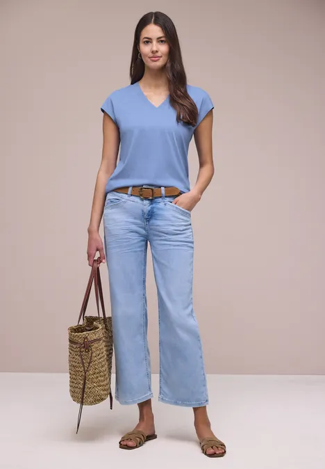 Dropped Shoulder Shirt mit V-Neck drift blue