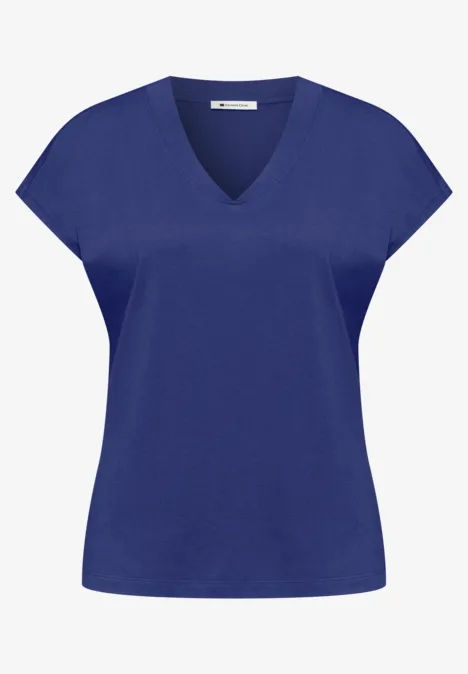 Shirt met overhangende schouders en V-hals amparo blue Shirt met overhangende schouders en V-hals amparo blue