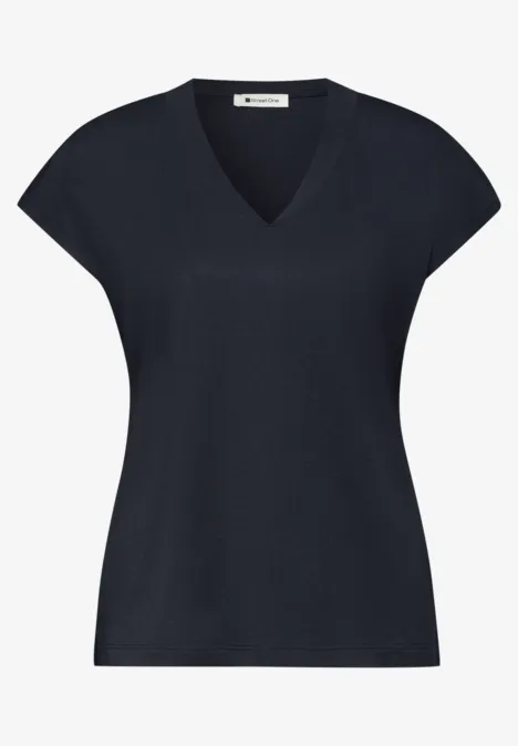 Dropped Shoulder Shirt mit V-Neck shadowed navy