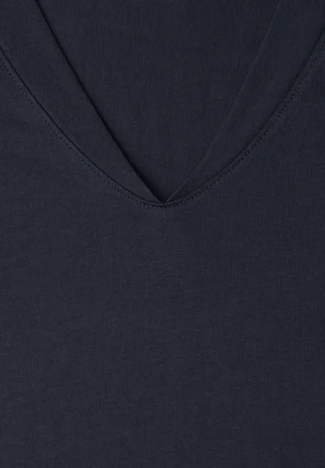 Dropped Shoulder Shirt mit V-Neck shadowed navy