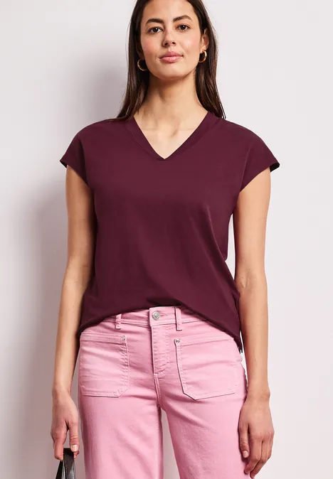 Chemise à épaules tombantes et col en V truffle red Chemise à épaules tombantes et col en V truffle red