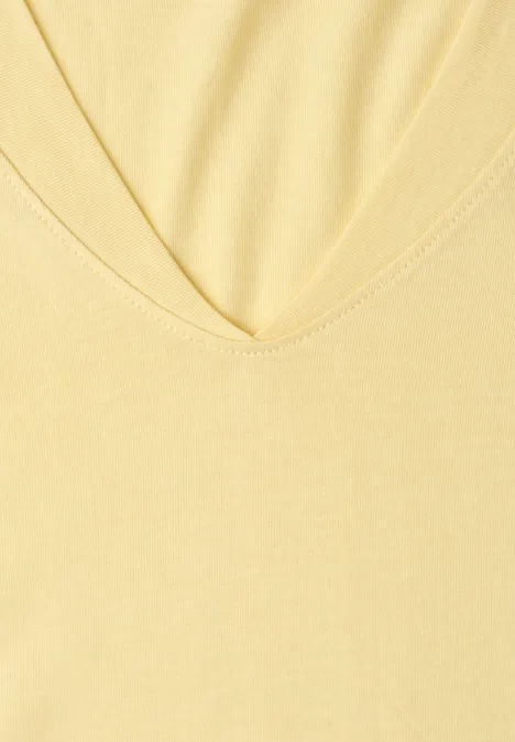 Dropped Shoulder Shirt mit V-Neck soft yellow