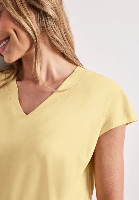 Dropped Shoulder Shirt mit V-Neck soft yellow