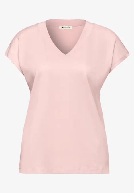Dropped Shoulder Shirt mit V-Neck minimal rose Dropped Shoulder Shirt mit V-Neck minimal rose