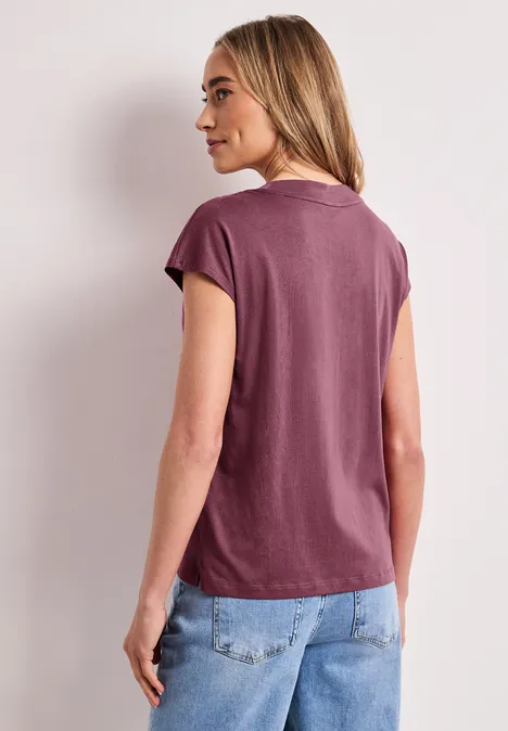 Dropped Shoulder Shirt mit V-Neck dark clouded blush Dropped Shoulder Shirt mit V-Neck dark clouded blush