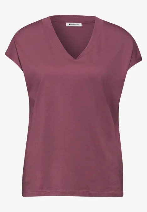 Dropped Shoulder Shirt mit V-Neck dark clouded blush Dropped Shoulder Shirt mit V-Neck dark clouded blush
