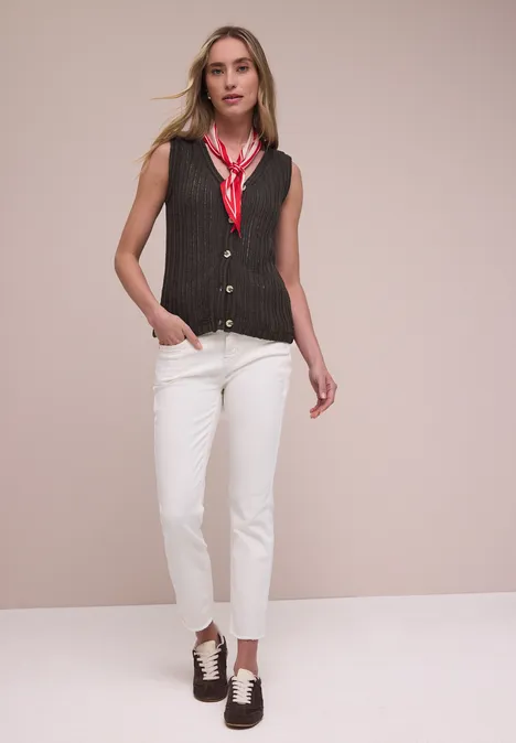 Gilet avec col en V et patte de boutonnage espresso brown Gilet avec col en V et patte de boutonnage espresso brown