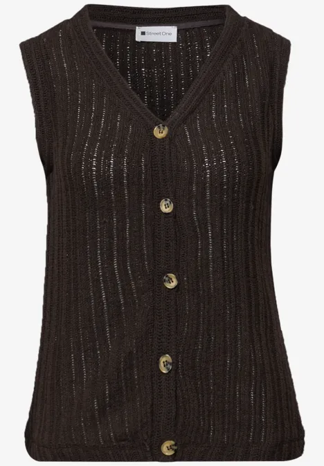 Gilet avec col en V et patte de boutonnage espresso brown Gilet avec col en V et patte de boutonnage espresso brown