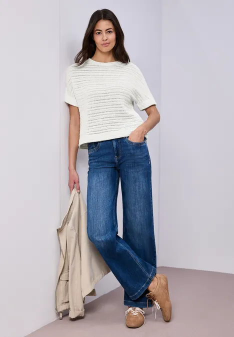 T-shirt à col rond et structure off white T-shirt à col rond et structure off white