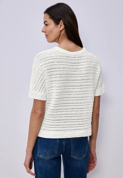 T-shirt à col rond et structure off white T-shirt à col rond et structure off white