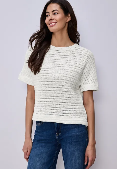 T-shirt à col rond et structure off white T-shirt à col rond et structure off white