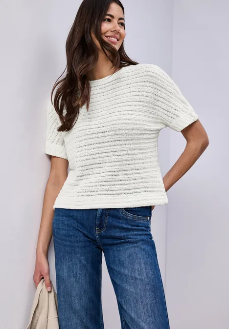 T-shirt à col rond et structure off white T-shirt à col rond et structure off white