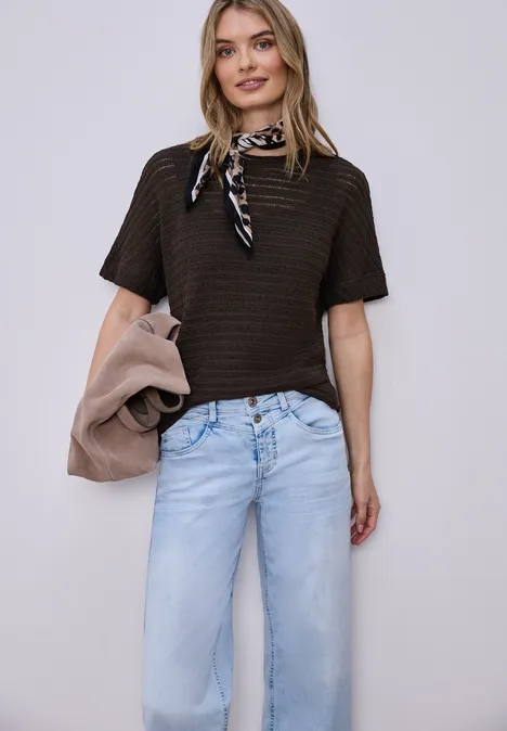 T-shirt à col rond et structure espresso brown T-shirt à col rond et structure espresso brown