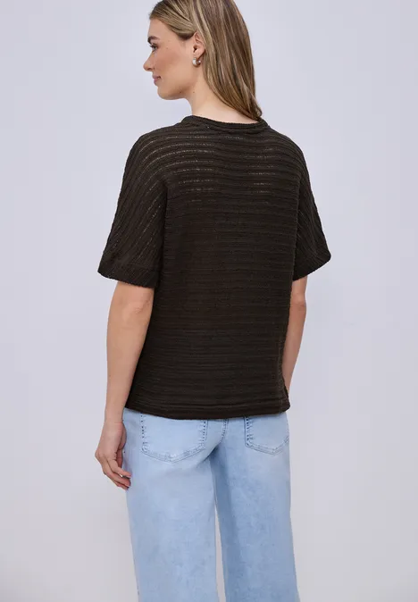 T-shirt à col rond et structure espresso brown T-shirt à col rond et structure espresso brown