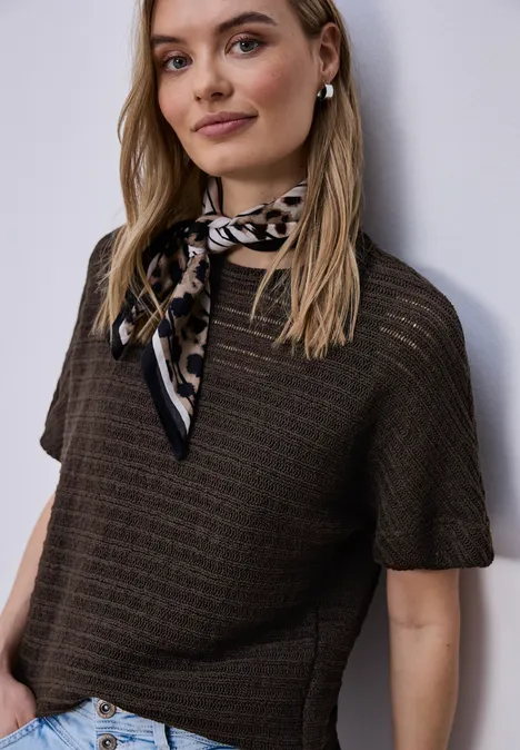 T-shirt à col rond et structure espresso brown T-shirt à col rond et structure espresso brown